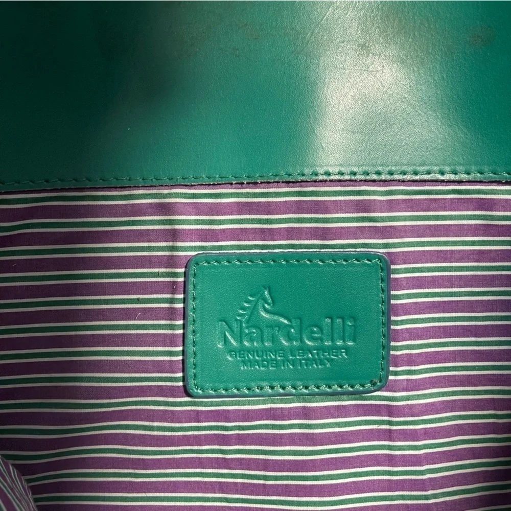 Nardelli Made in Italy Green Leather Large Tote Shoulder Work Bag